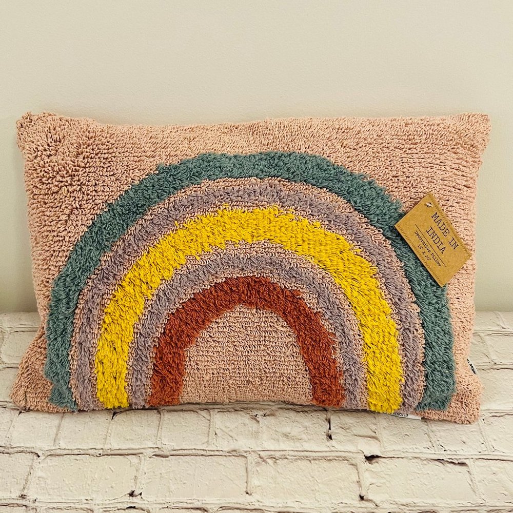 Boho Chenille Rainbow Decorative Pillow